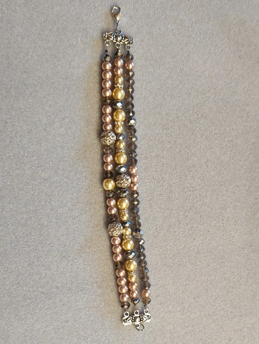 Rose and Champagne Multi-Strand Pearl Bracelet